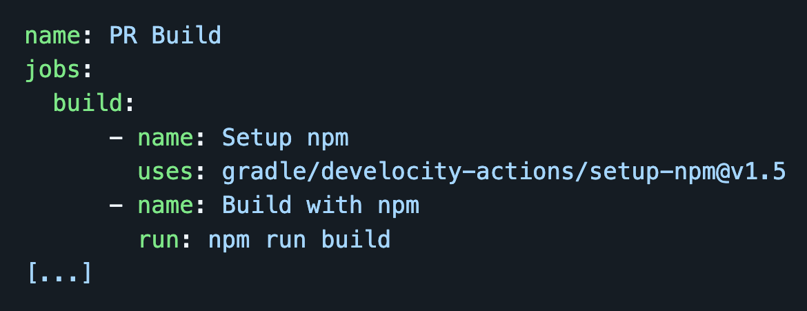 Example YAML for configuring Develocity for npm with GitHub Actions