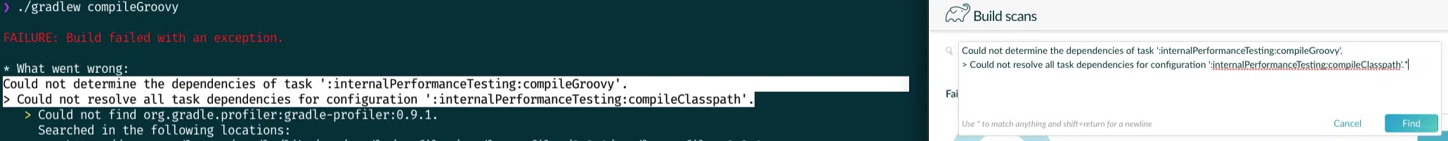 copy paste error messages into Develocity